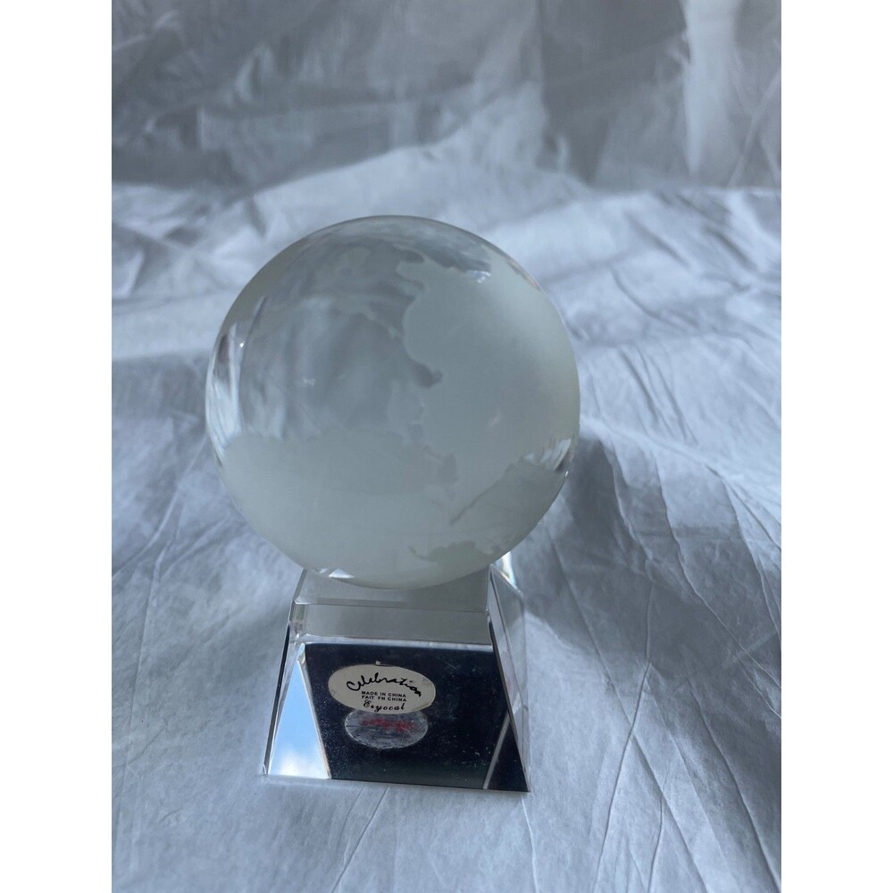 etched globe paperweight
